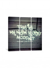 3-Piece Banksy This Is My New York Accent Canvas Painting Set White/Black 100x100x3.5centimeter