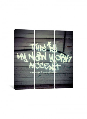 3-Piece Banksy This Is My New York Accent Canvas Painting Set White/Black 100x100x3.5centimeter