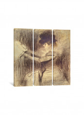 3-Piece Female Figure 2 Canvas Painting Set Multicolour 100x100x3.5centimeter
