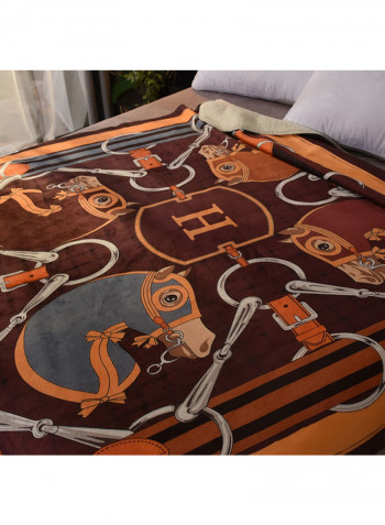 Four Horses Pattern Comfy Sleeping Blanket Cotton Multicolour 150x200centimeter
