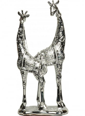 Home Decor Giraffe Figure Silver 43x18centimeter