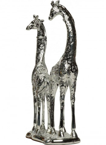 Home Decor Giraffe Figure Silver 43x18centimeter