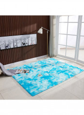 Ultra Soft Tie-Dye Style Floor Carpet Light Blue 1200 x 2000millimeter