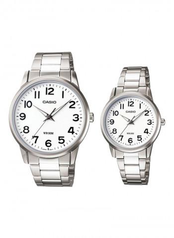 Water Resistant Analog Couple Watch Set MTP/LTP-1303D-7B