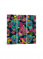 3-Piece Canvas Print Funny Skulls Wall Art Multicolour 100 x 100 x 3.5centimeter