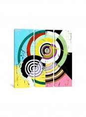 3-Piece Canvas Print Circles In Circles Wall Art Multicolour 100 x 100 x 3.5centimeter