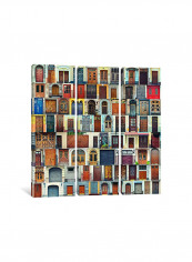 3-Piece Canvas Print Many Doors Wall Art Multicolour 100 x 100 x 3.5centimeter