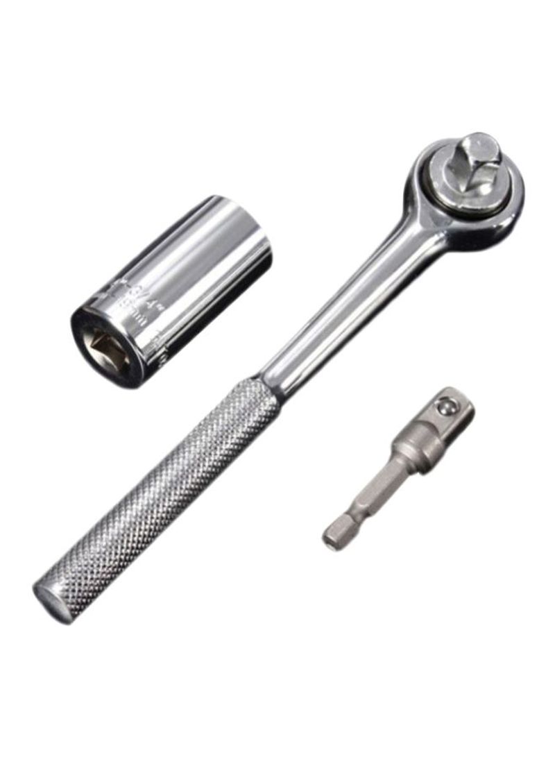 3-Piece Socket Wrench With Power Drill Adapter Silver