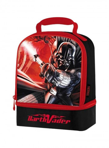 Dual Compartment Lunch Bag Red/Black/White 10.3x7.2x4.3inch