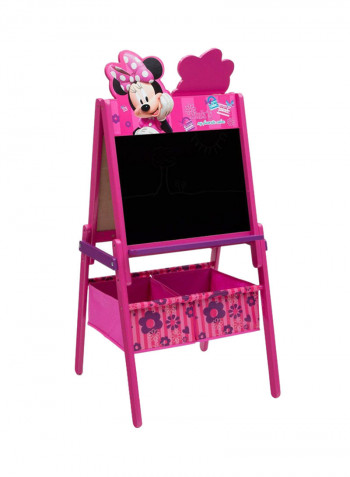 Minnie Mouse Wooden Easel With Storage Pink/White/Black