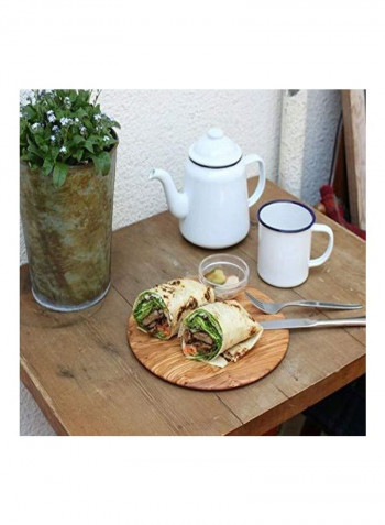 Handcrafted Round Cutting Board Beige 9x9x0.25inch