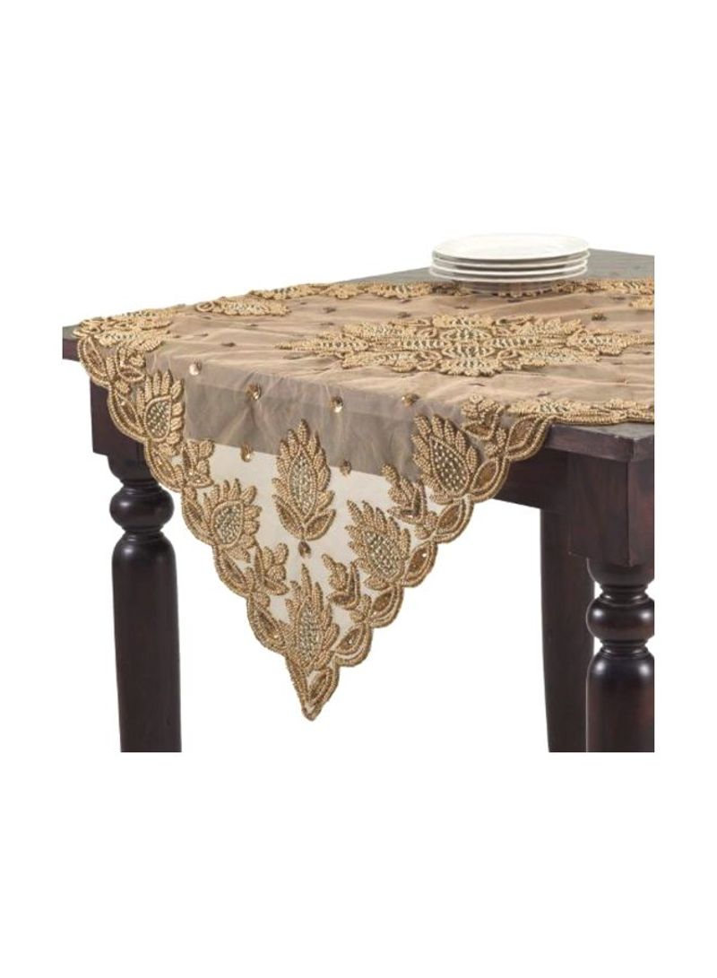Lakshmi Collection Beaded Table Topper Gold 40inch