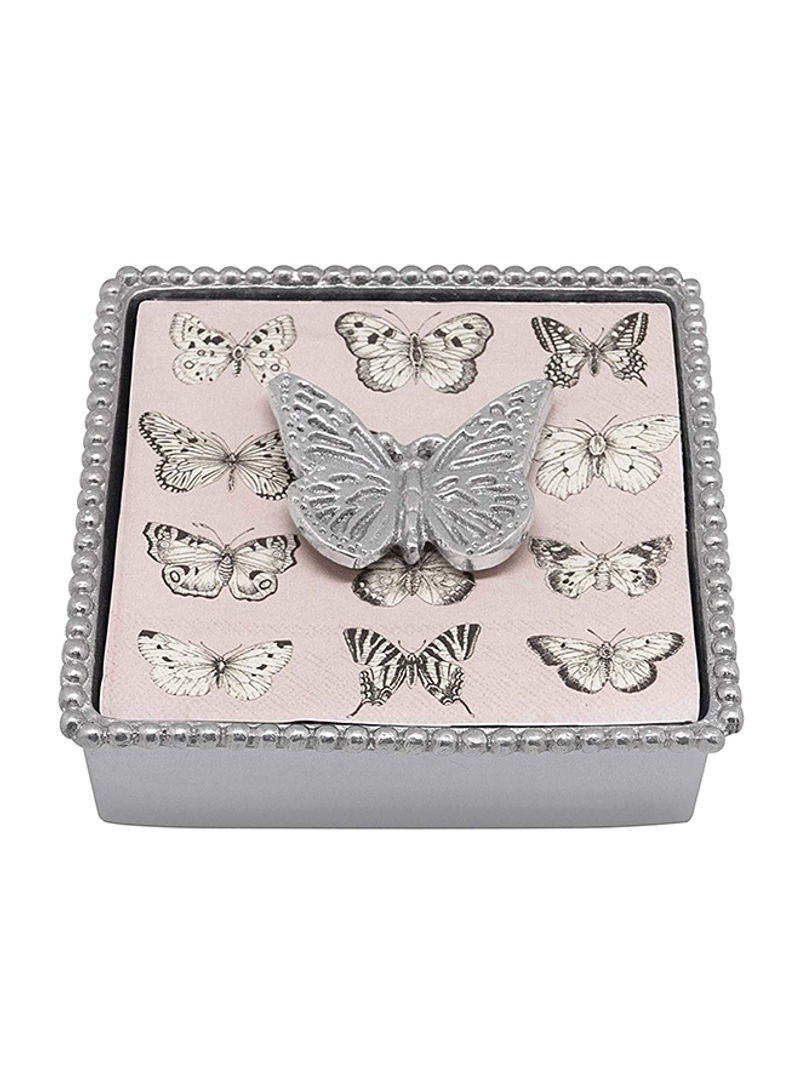 Monarch Butterfly Napkin Holder Silver 5.75 x 5.75 x 1.5inch