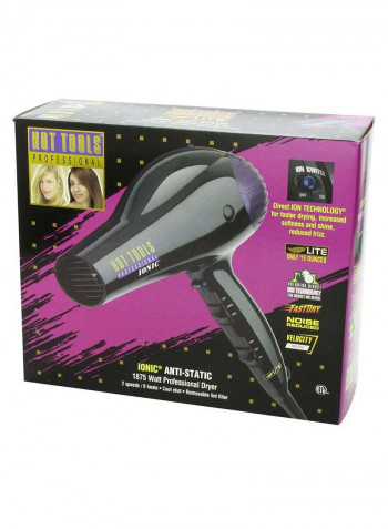 Professional Corded Anti Static Hair Dryer أسود/بنفسجي