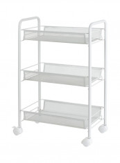 3-Tier Mesh Wire Rolling Multifunction Utility Cart Trolley With Hook White 60*14*29cm reviews 3-Tier Mesh Wire Rolling Multifunction Utility Cart Trolley With Hook White 60*14*29cm
