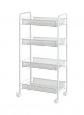 4-Tier Mesh Wire Rolling Multifunction Utility Cart Trolley With Hook White 81*15*29cm reviews 4-Tier Mesh Wire Rolling Multifunction Utility Cart Trolley With Hook White 81*15*29cm