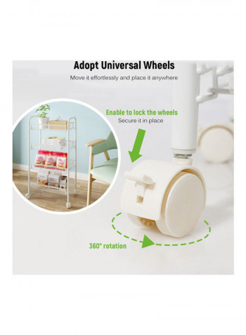 4-Tier Mesh Wire Rolling Multifunction Utility Cart Trolley With Hook White 81*15*29cm