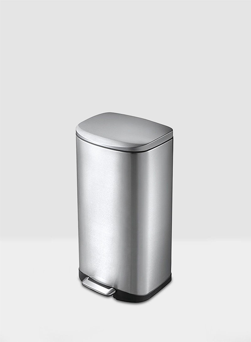 Della Stainless Steel Waste Bin With Soft Lid Silver 20L