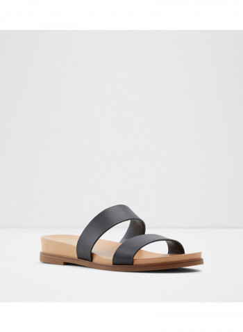 Aliawen Double Strap Flat Sandals Black