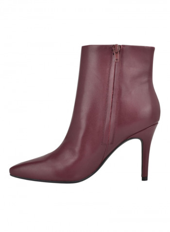 Pointed Toe Ankle Boots Maroon