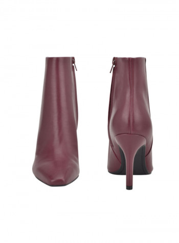 Pointed Toe Ankle Boots Maroon