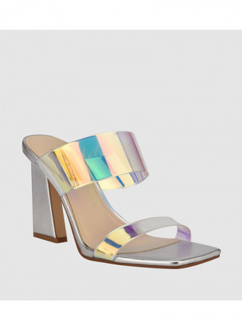 High Heels Syn Slide  Heeled Sandal Silver