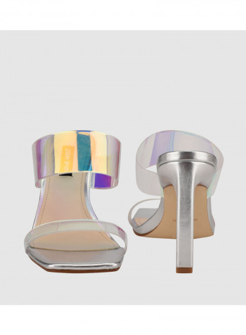High Heels Syn Slide  Heeled Sandal Silver