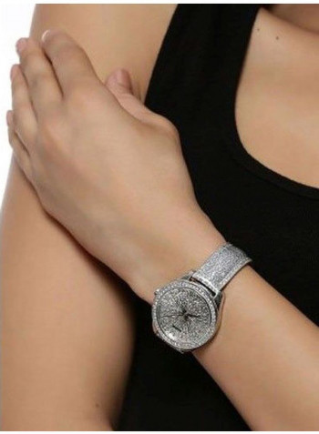 ساعة يد بعقارب وسوار من الجلد طراز W0156L4 للنساء