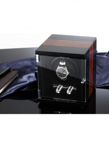Automatic Single Watch Winder Wooden Box With Glass Cover Quiet Motor