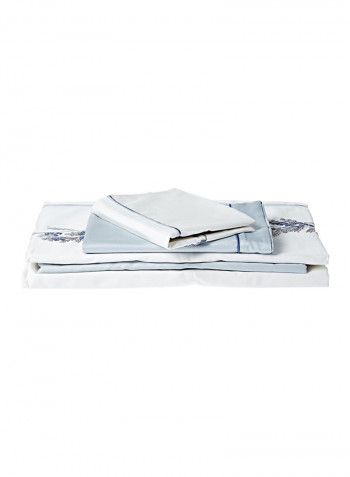 6-Piece Deri̇n Duvet Cover Set Cotton Cream/Blue Double