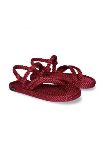 Casual Rope Sandals Claret Red