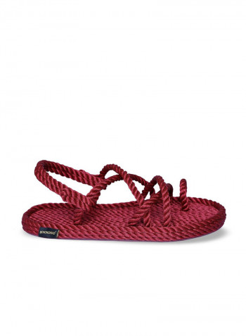 Casual Rope Sandals Claret Red