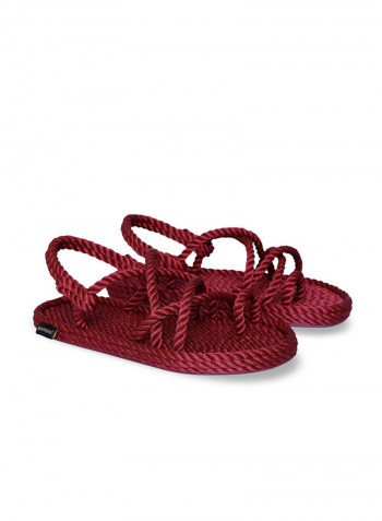 Casual Rope Sandals Claret Red