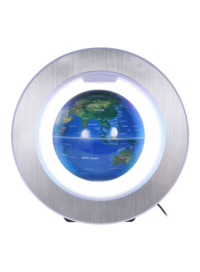 Magnetic Levitation World Map With LED Light Circular Dark Blue/Silver