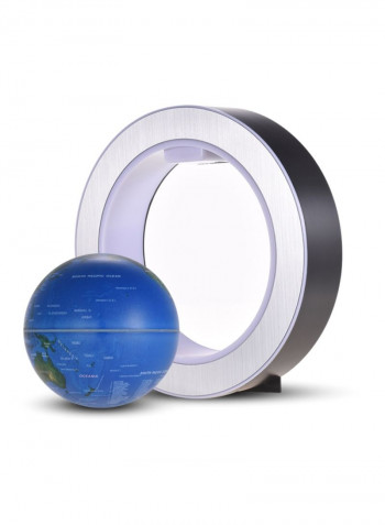 Magnetic Levitation World Map With LED Light Circular أزرق داكن/ فضي