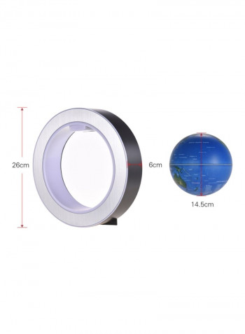 Magnetic Levitation World Map With LED Light Circular أزرق داكن/ فضي