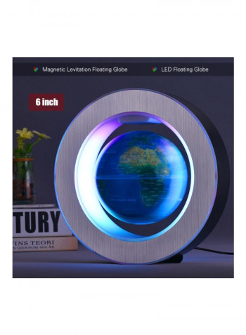 Magnetic Levitation World Map With LED Light Circular أزرق داكن/ فضي