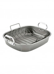 Oval Roasting Pan With Rack Silver/Grey 45.72 x 38cm