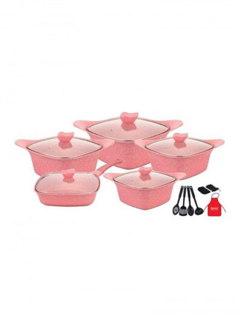 17-Piece Granite Cookware Set Pink