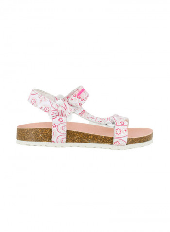 Leather Velcro Sandal White/Pink