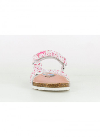 Leather Velcro Sandal White/Pink