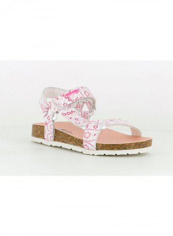 Leather Velcro Sandal White/Pink