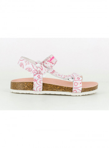 Leather Velcro Sandal White/Pink