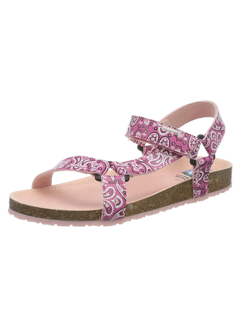 Velcro Strap Casual Sandals Pink/White
