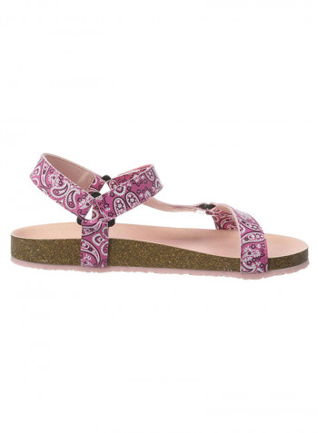 Velcro Strap Casual Sandals Pink/White