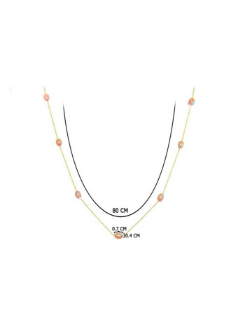 10 Karat Gold Pink Pearls Opera Necklace