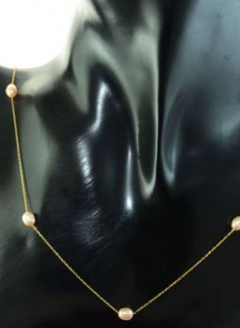 10 Karat Gold Pink Pearls Opera Necklace