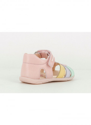Leather Velcro Sandal Pink/Yellow/Green