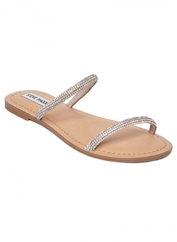 Tuva Flat Dress Sandals Rhinestones/Beige