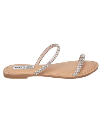 Tuva Flat Dress Sandals Rhinestones/Beige